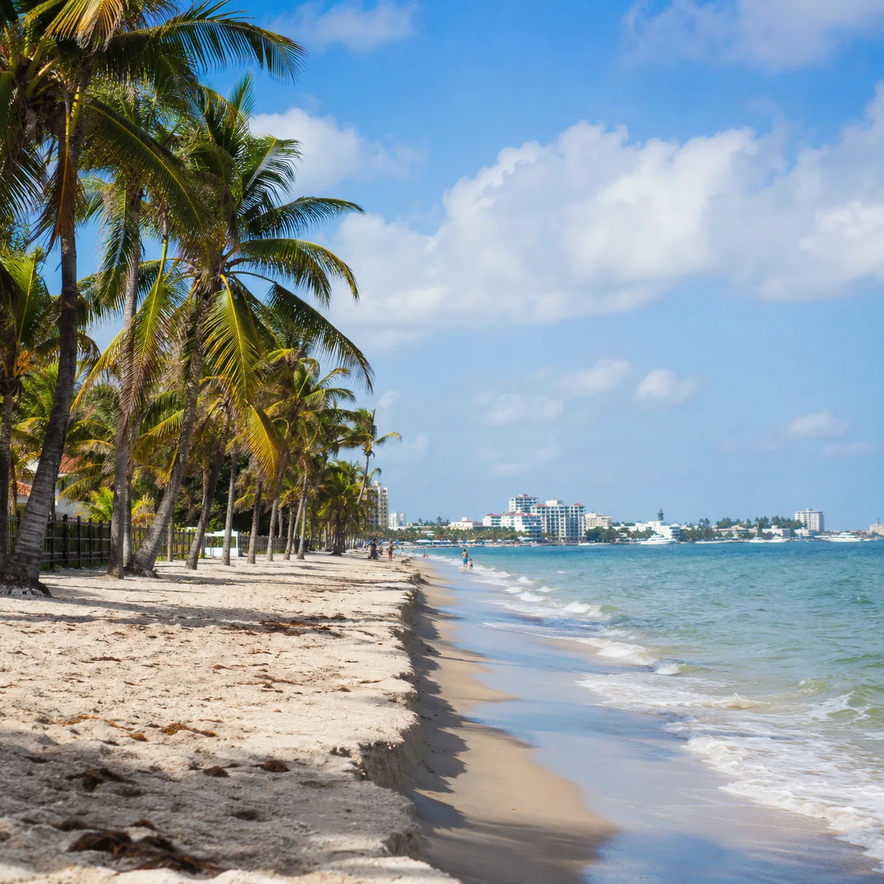 Realistic editorial photo of Florida beach vacation scene showing fort lauderdale when you wanted old florida, bright co