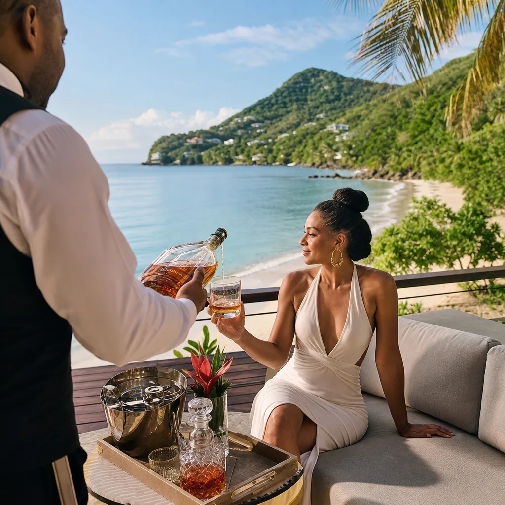 Realistic editorial photo of Jamaica all-inclusive resort scene showing all-inclusive includes premium liquor, beach and