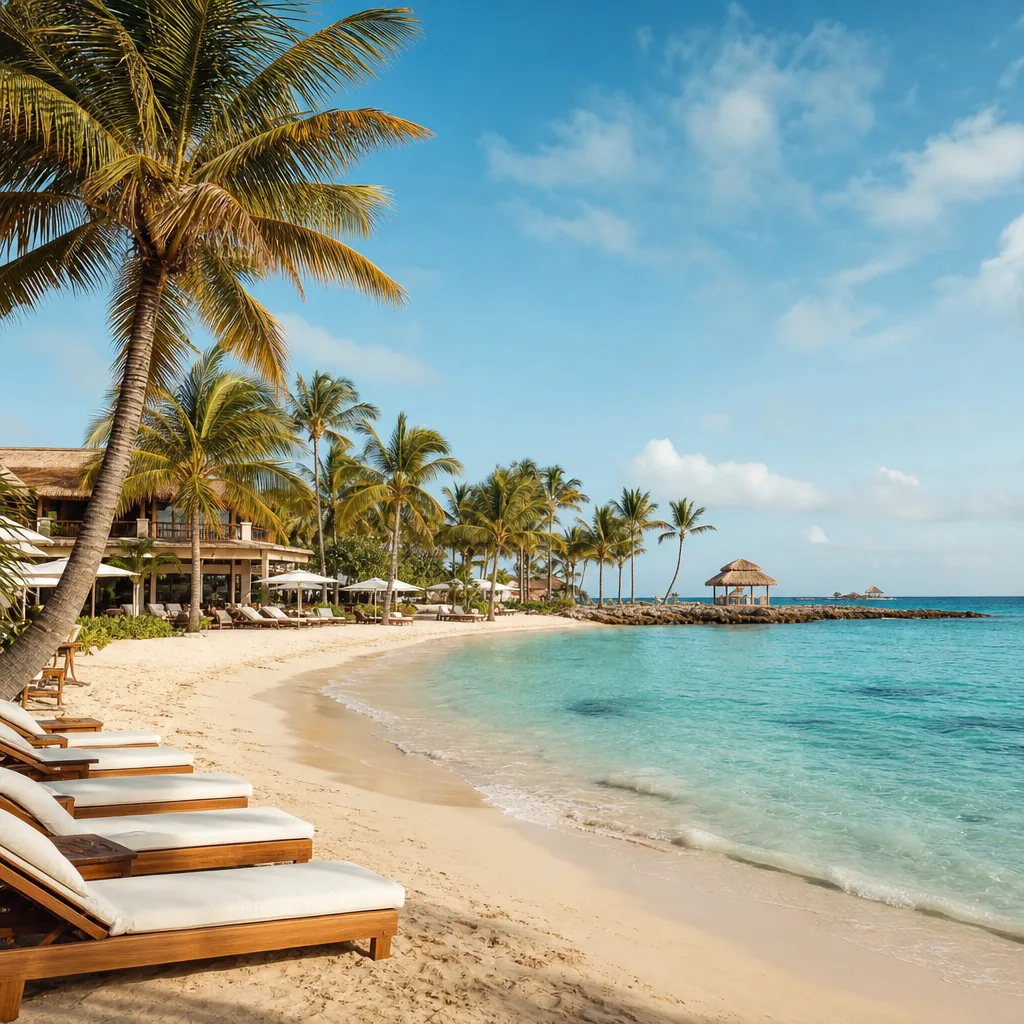 Realistic editorial photo of Punta Cana all-inclusive resort scene showing punta cana to feel like a small island escape