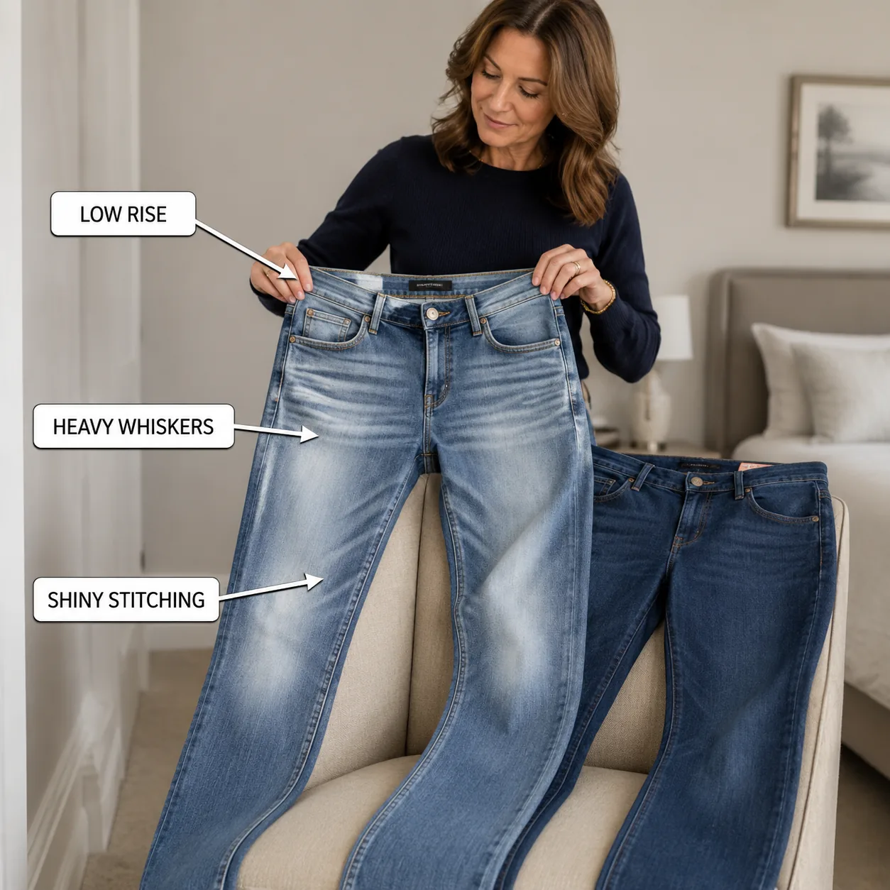 Create a premium educational fashion photograph designed for a modern lifestyle article. SUBJECT: realistic woman over 5